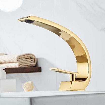 Cadenza Modern Crescent Waterfall Single-Handle Bathroom Sink Faucet