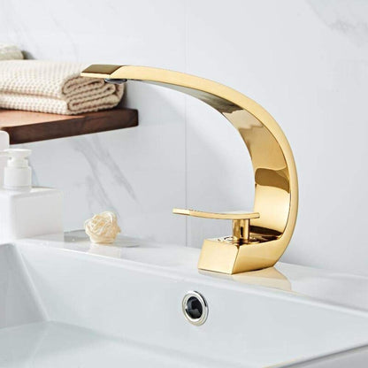 Cadenza Modern Crescent Waterfall Single-Handle Bathroom Sink Faucet