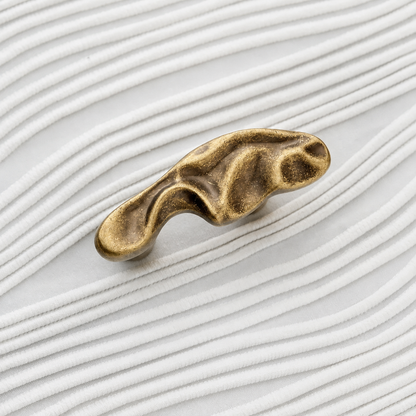 Organic Brass Cabinet Drawer Pull in Antique Bronze