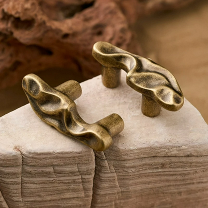 Organic Brass Cabinet Drawer Pull in Antique Bronze
