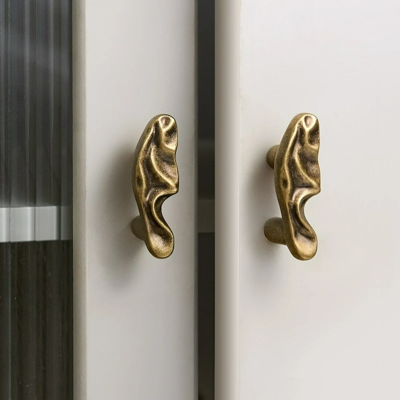Organic Brass Cabinet Drawer Pull in Antique Bronze