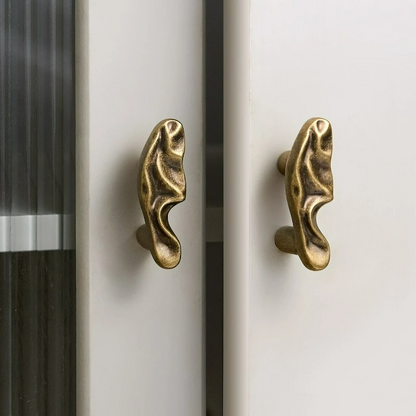 Organic Brass Cabinet Drawer Pull in Antique Bronze