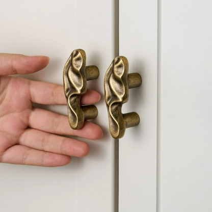 Organic Brass Cabinet Drawer Pull in Antique Bronze
