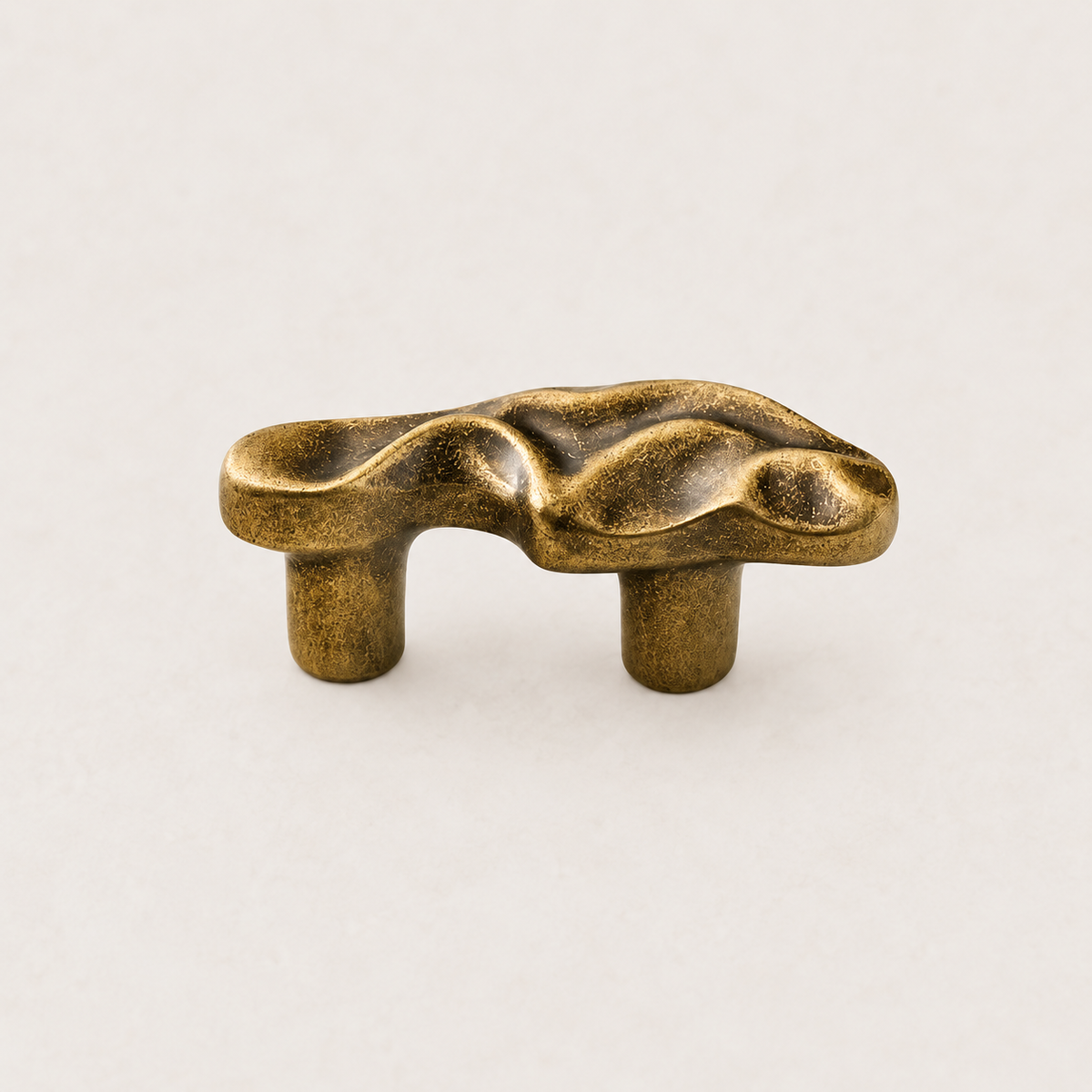 Organic Brass Cabinet Drawer Pull in Antique Bronze
