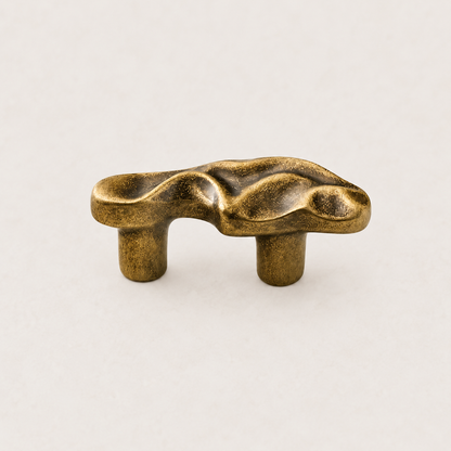 Organic Brass Cabinet Drawer Pull in Antique Bronze