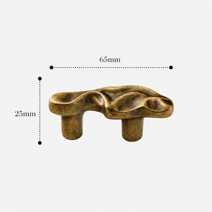Organic Brass Cabinet Drawer Pull in Antique Bronze