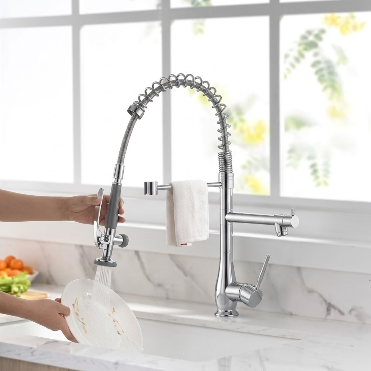 Rivet Commercial Pull-Down Kitchen Faucet