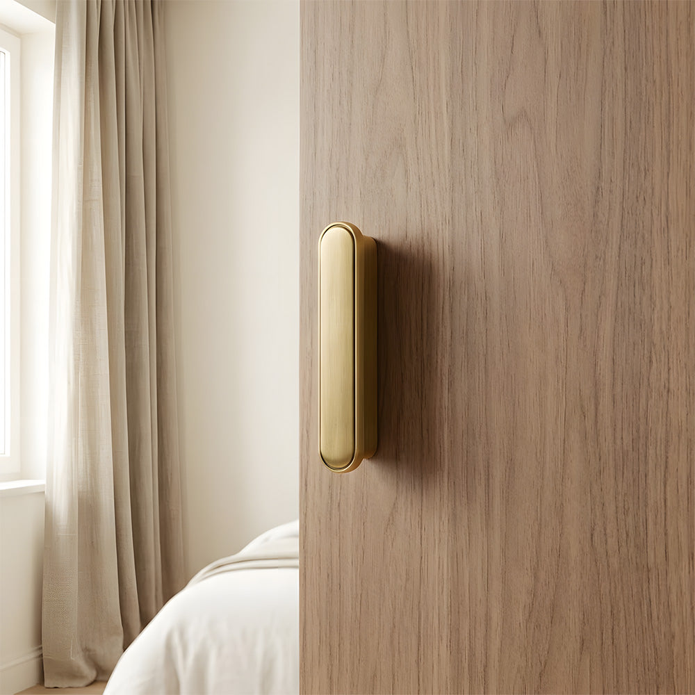 Compact Brass Edge Pulls for Cabinets and Drawers