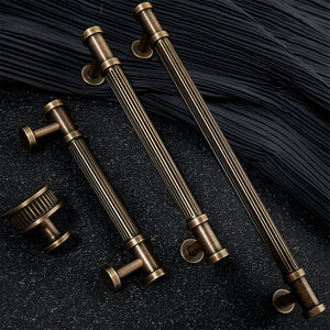 Ribbed Bronze Cabinet Pulls and Knobs