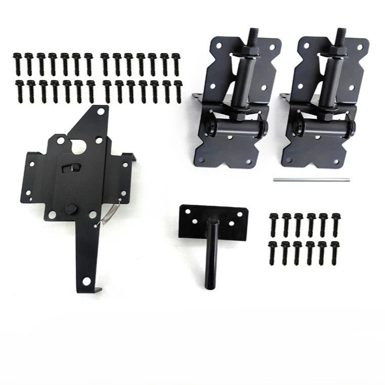 Riverton Self-Closing PVC Fence Gate Hinge and Latch Kit, Black
