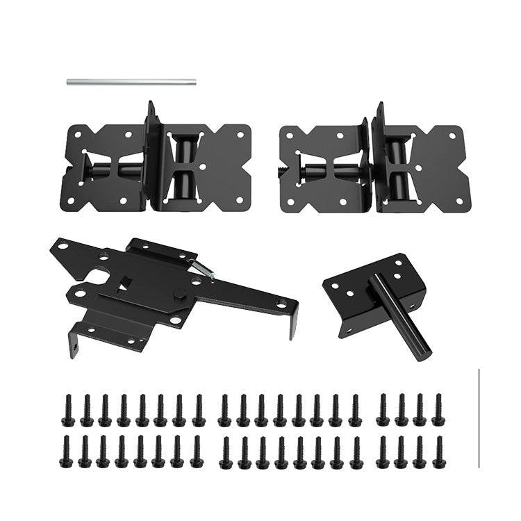Riverton Self-Closing PVC Fence Gate Hinge and Latch Kit, Black