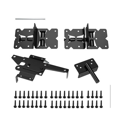 Riverton Self-Closing PVC Fence Gate Hinge and Latch Kit, Black