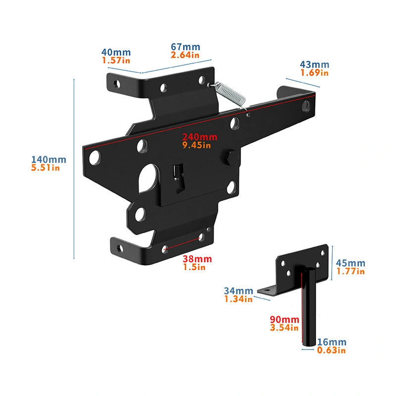 Riverton Self-Closing PVC Fence Gate Hinge and Latch Kit, Black