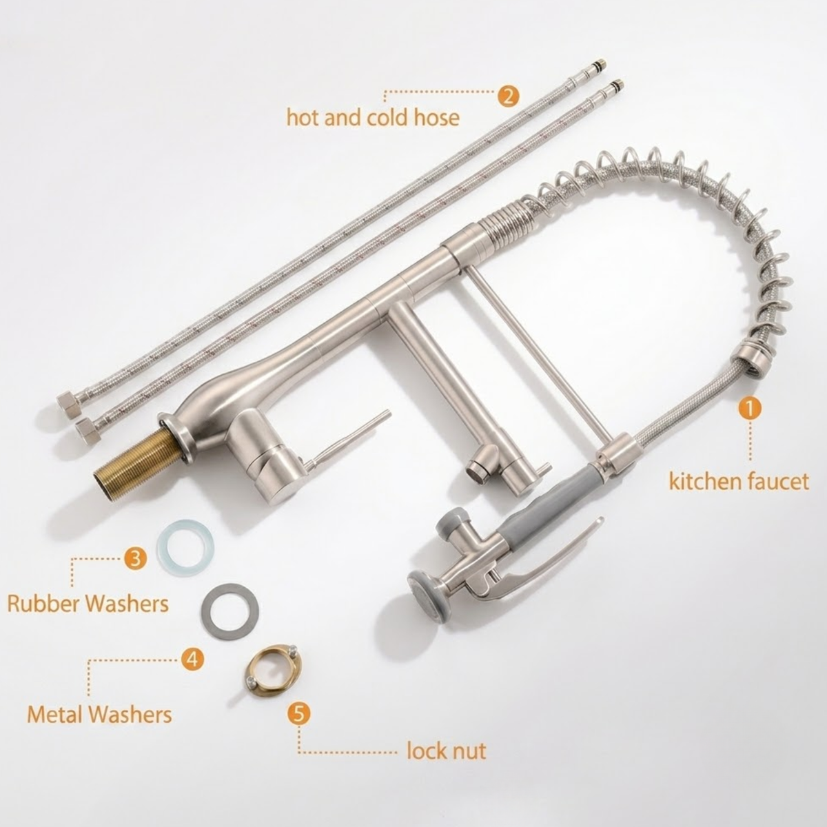 Rivet Commercial Pull-Down Kitchen Faucet - What is included