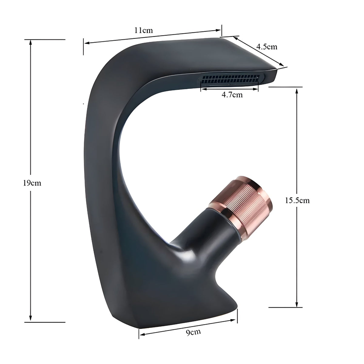 Rivora Modern Waterfall Basin Bathroom Sink Faucet, Single Handle Single Hole - Dimensions