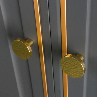 Round Brass Cabinet Knob with Hammered Texture