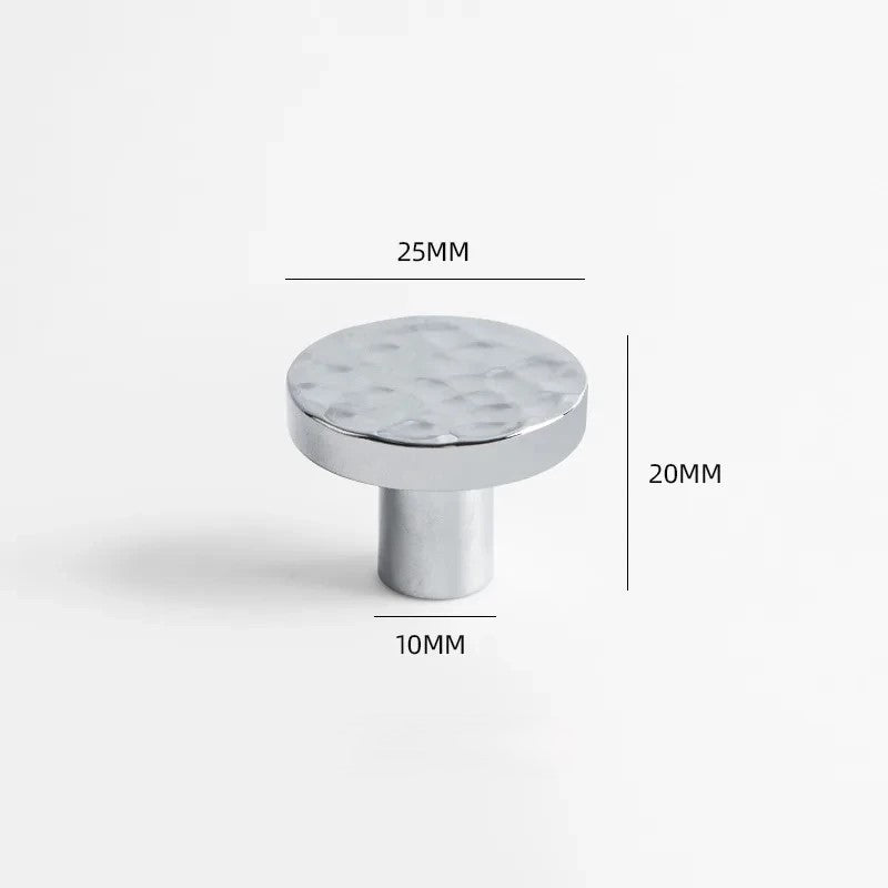 Round Brass Cabinet Knob with Hammered Texture