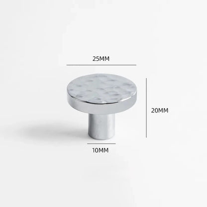 Round Brass Cabinet Knob with Hammered Texture