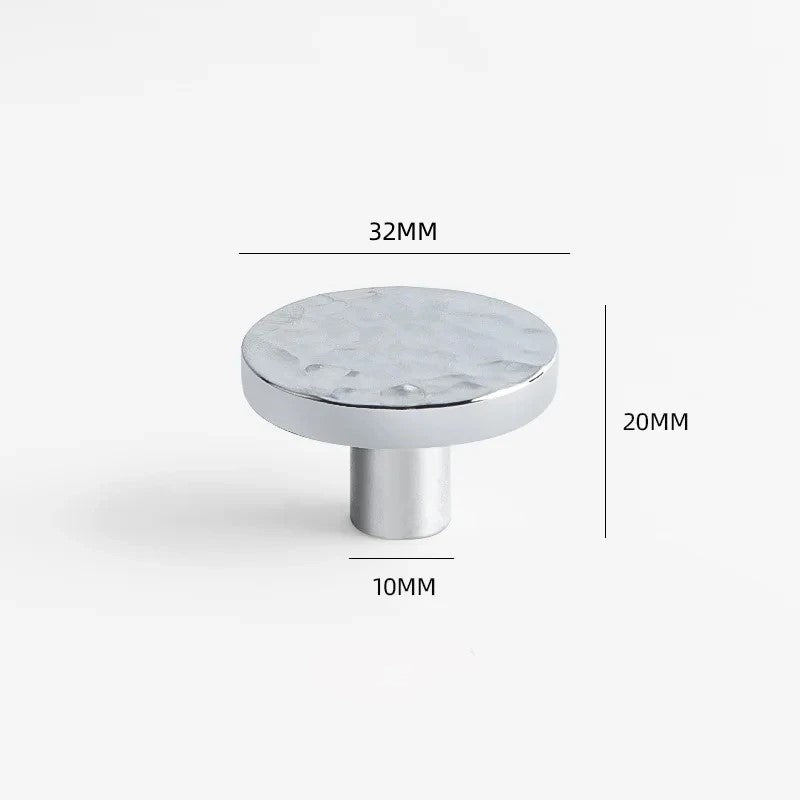 Round Brass Cabinet Knob with Hammered Texture