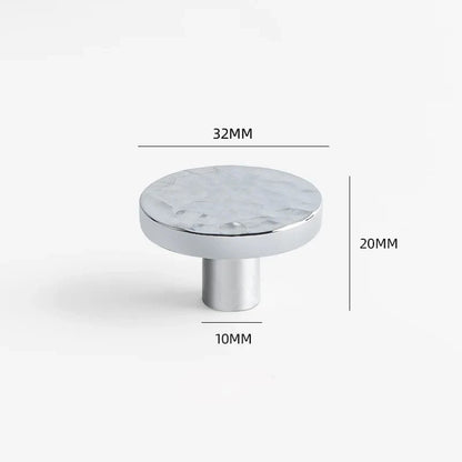 Round Brass Cabinet Knob with Hammered Texture