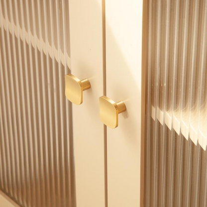 Rounded Rectangular Cabinet Knob in Brushed Brass