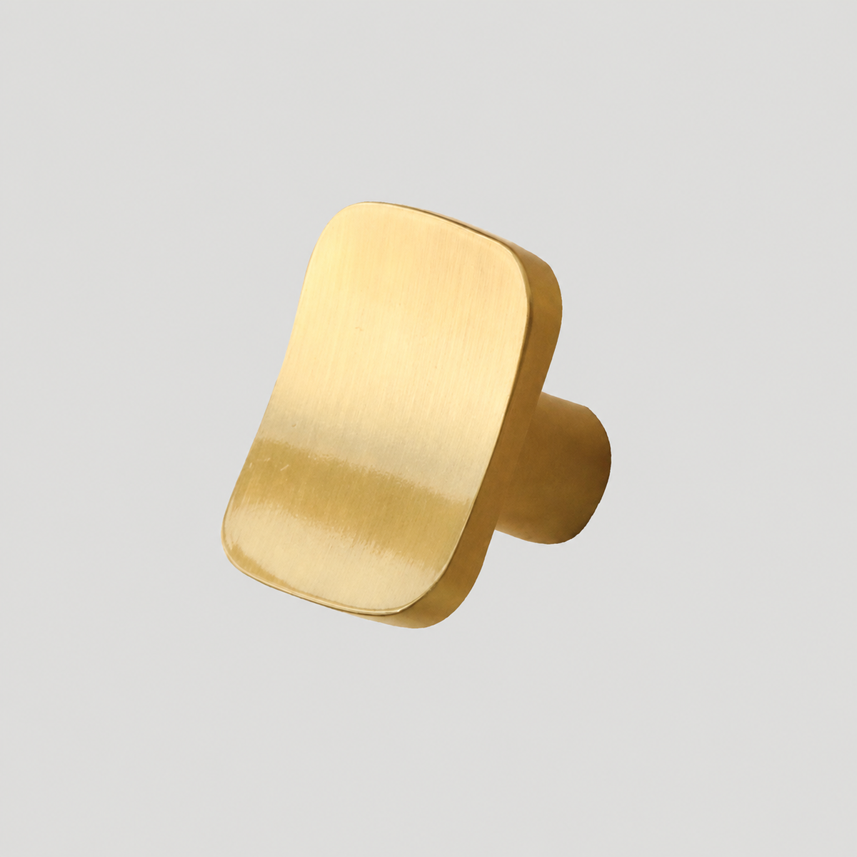 Rounded Rectangular Cabinet Knob in Brushed Brass
