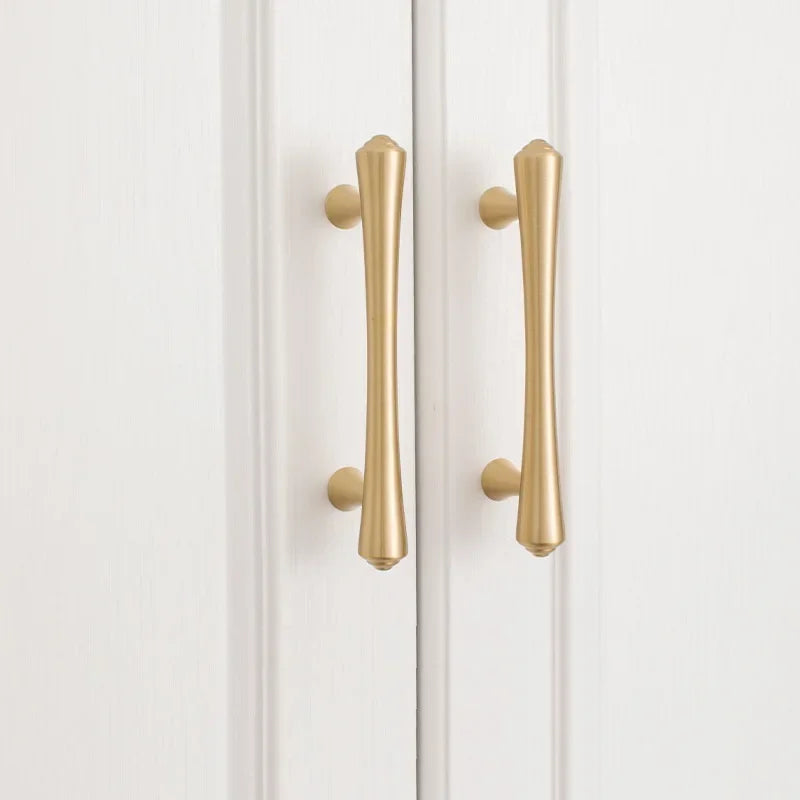 Gold Brass Cabinet Pulls and T-Knob with Flared Ends