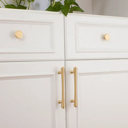 Gold Brass Cabinet Pulls and T-Knob with Flared Ends