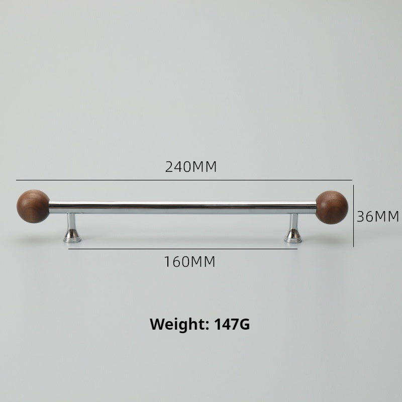 Chrome-Plated Brass and Walnut Cabinet Pulls and Knobs