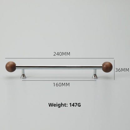 Chrome-Plated Brass and Walnut Cabinet Pulls and Knobs