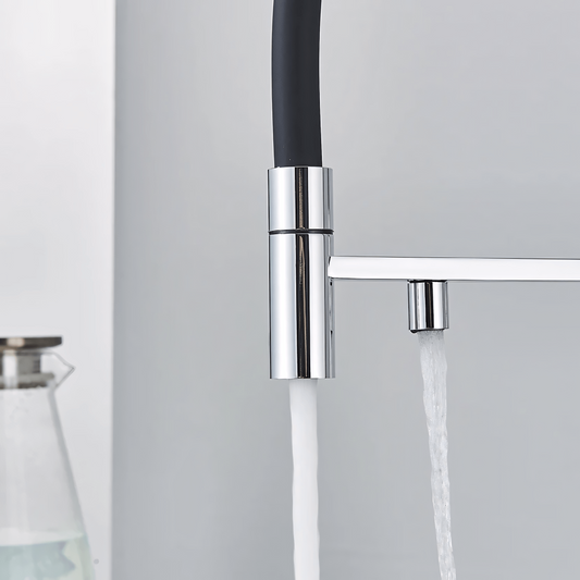 Nola Three-Way Kitchen Faucet with Filter Tap Reverse Osmosis Compatible and Pull-Down Spout