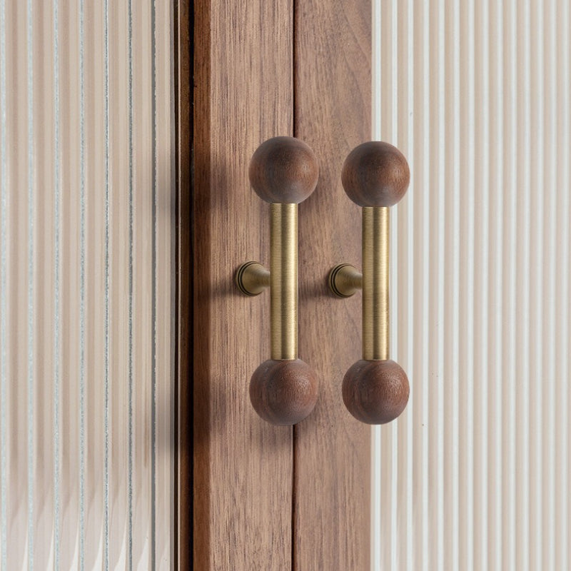 Nordic Brass and Walnut Cabinet Pulls and Knobs