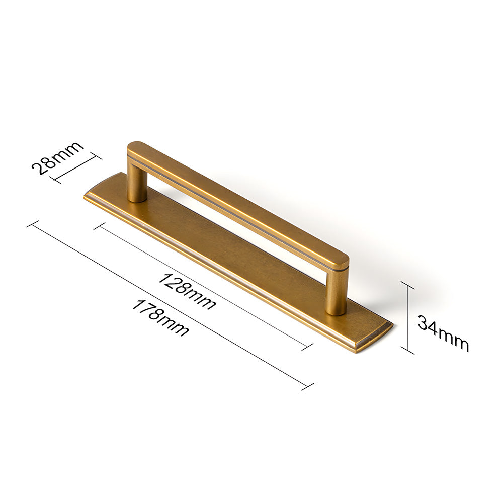 Gold Long Cabinet Pulls with Rectangular Backplate