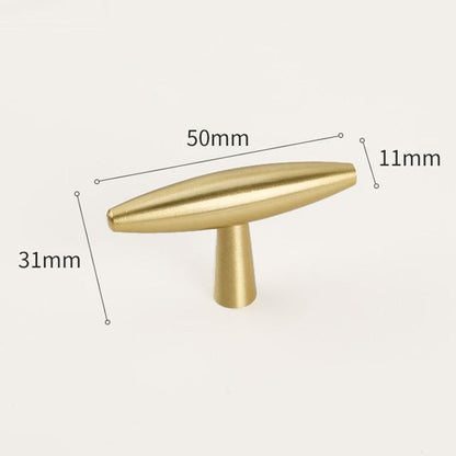Tapered Solid Brass Cabinet Pulls and Knobs in Gold