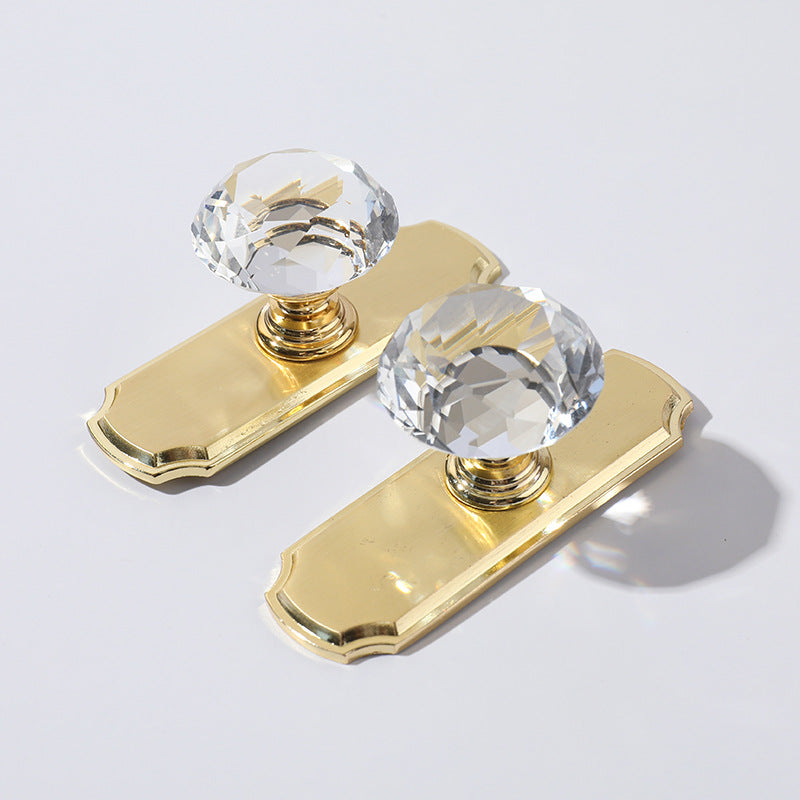 Faceted Crystal Cabinet Knobs with Decorative Backplates