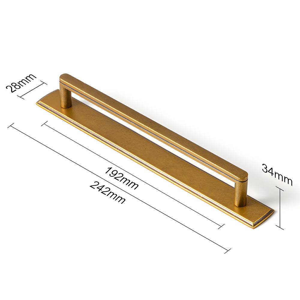 Gold Long Cabinet Pulls with Rectangular Backplate