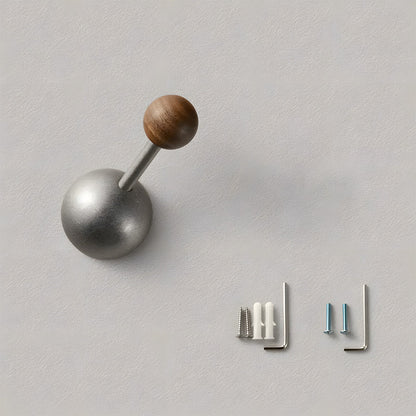 Modern Walnut & Zinc Alloy Cabinet Knobs & Wall Hooks