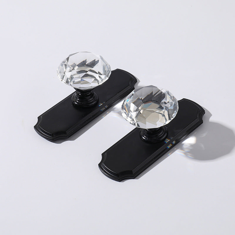 Faceted Crystal Cabinet Knobs with Decorative Backplates