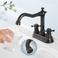 European Antique Two-hand Wheel 3 Hole Bathroom Faucet