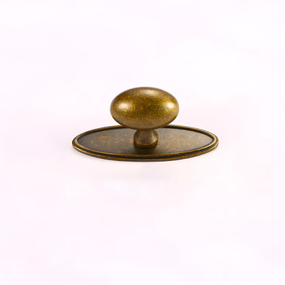 Antique  Solid Brass Oval Cabinet Knobs with Backplate