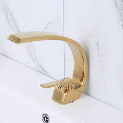 Cadenza Modern Crescent Waterfall Single-Handle Bathroom Sink Faucet