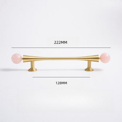Pink Crystal Cabinet Pulls and Knob with Gold Finish