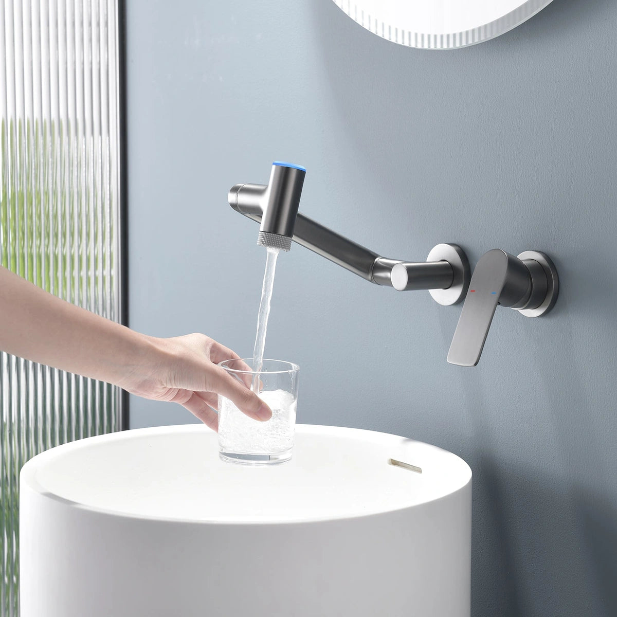 Siena Modern Concealed Wall-Mounted Single Handle Bathroom Faucet With LED Temperature Display