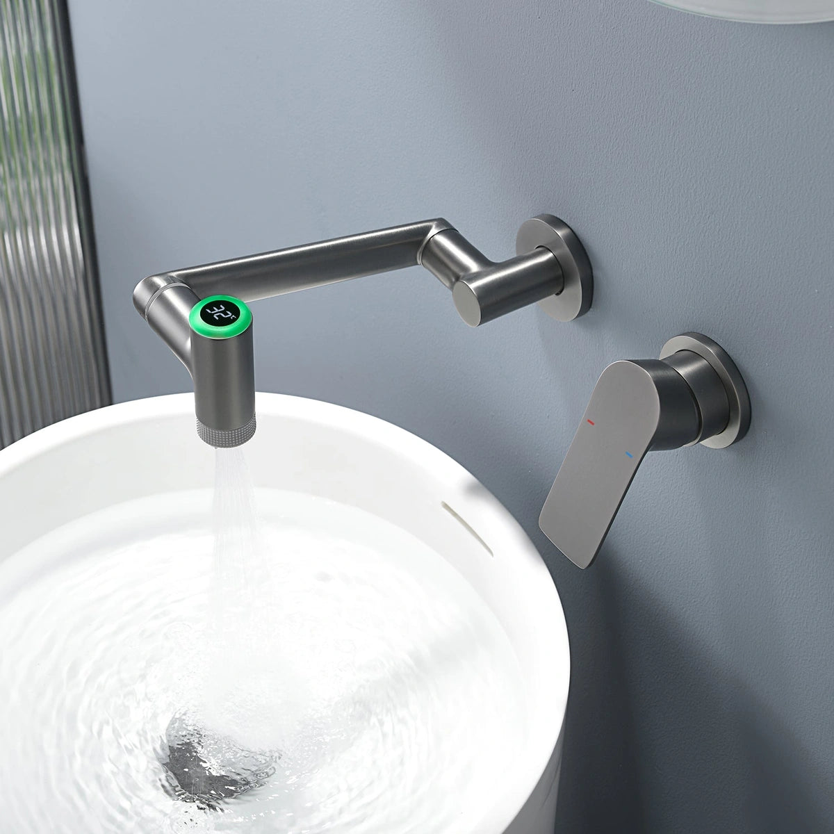 Siena Modern Concealed Wall-Mounted Single Handle Bathroom Faucet With LED Temperature Display