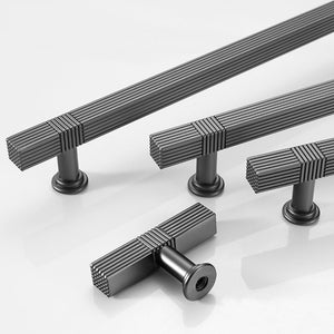 Ribbed Square Bar Cabinet Pulls and Drawer Handles