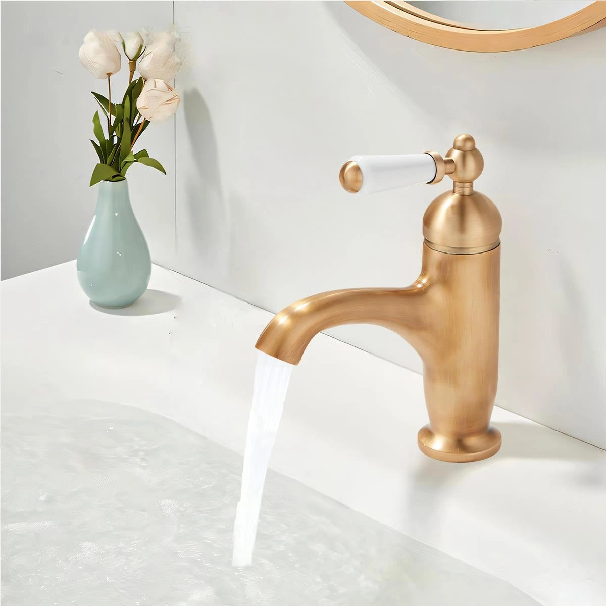 Solenne French Vintage Single-Handle Single-Hole Bathroom Sink Faucet