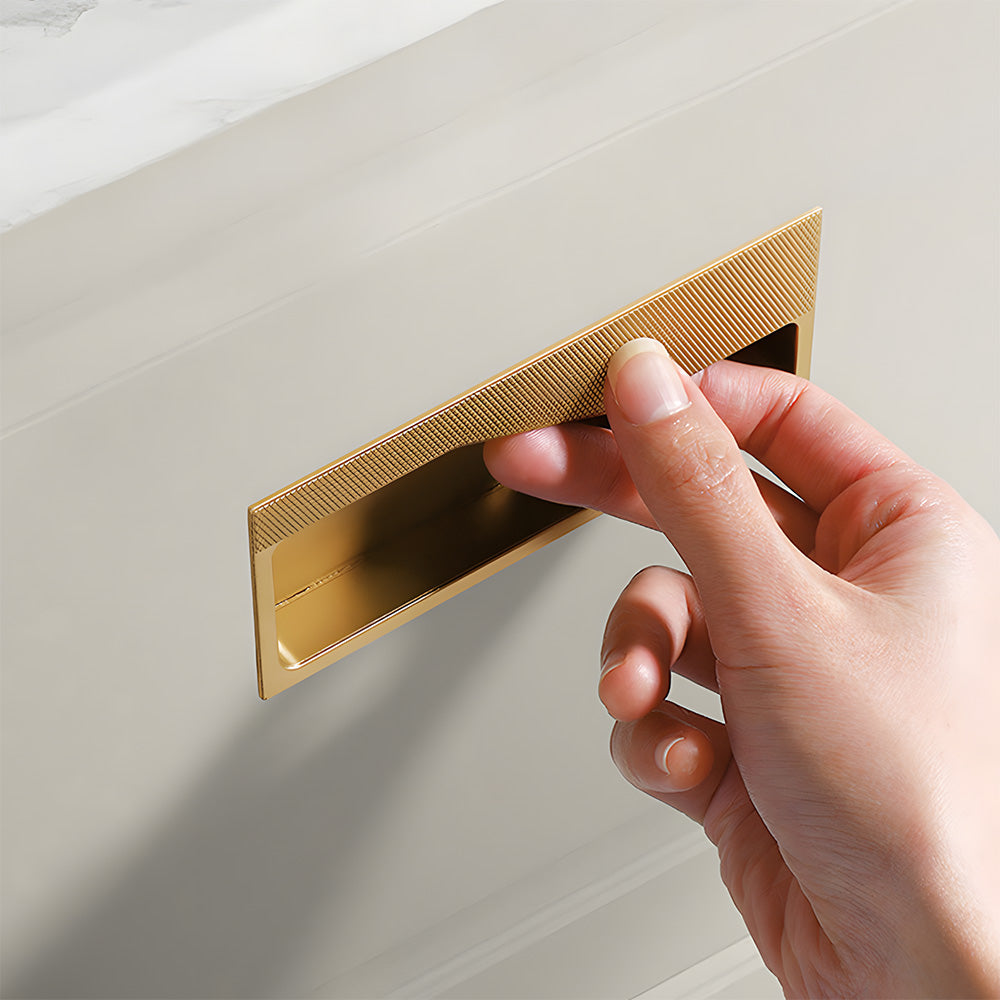 Textured Rectangular Recessed Cabinet Pulls for Drawers