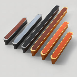 Two-Tone Leather Cabinet Pulls and Door Handles