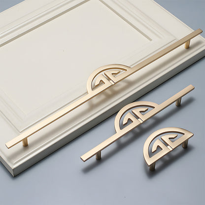 Geometric Half Moon Cabinet Pulls with Extended Bar