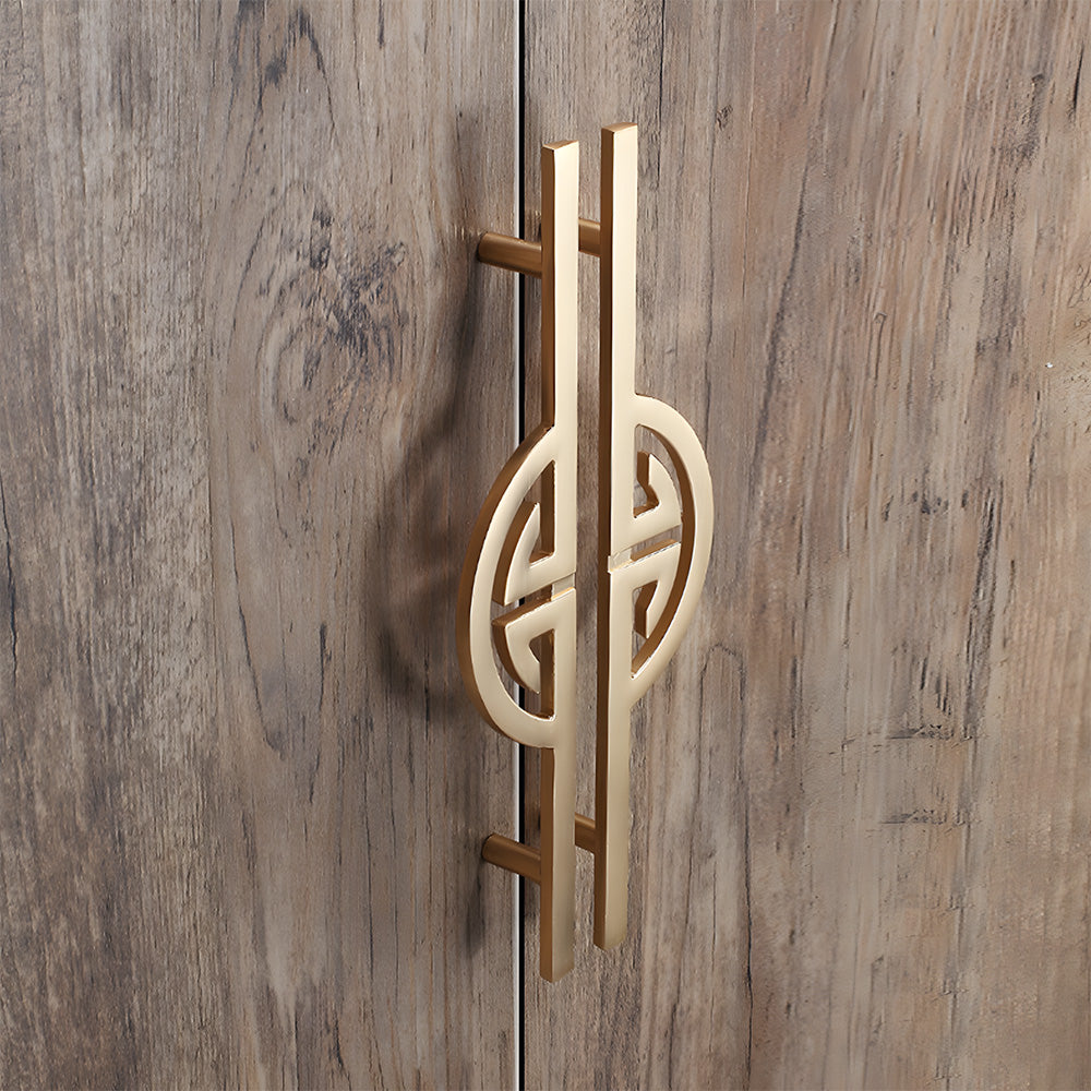 Geometric Half Moon Cabinet Pulls with Extended Bar